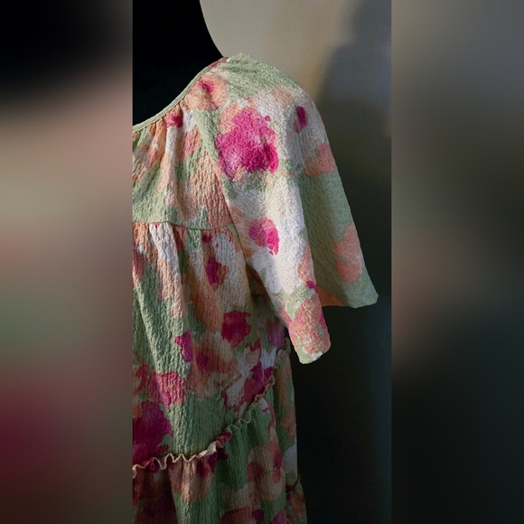 Easel Floral Knit Popcorn Tiered Dress #496-501 - Picture 12 of 12